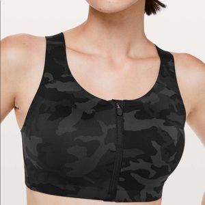 SOLD Lululemon Enlite Bra Zip Front - Heritage Incognito Camo Multi Grey Size